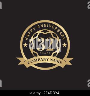 32nd year celebrating anniversary logo design template Stock Vector