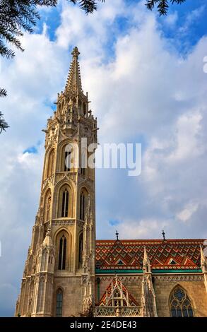 Fragmental view on St Mathias cathedral in Buda castle. Budapest, Hungary Stock Photo