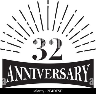 32nd year celebrating anniversary logo design template Stock Vector