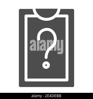 Clipboard with blank list solid icon. List with question mark vector illustration isolated on white. Document with question mark glyph style design Stock Vector