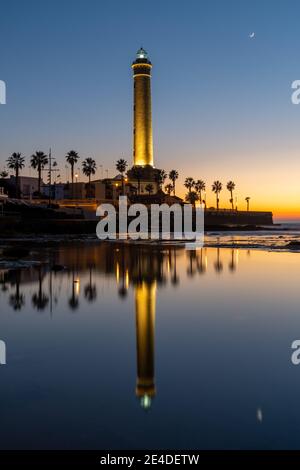 A vertical view of the Chipiona lighthouse in Andalusia Stock Photo