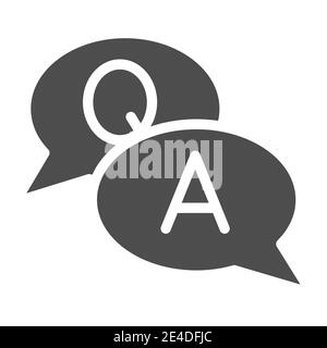 conversation solid icon. quesation and answer vector illustration isolated on white. Faq glyph style design, designed for web and app. Eps 10. Stock Vector