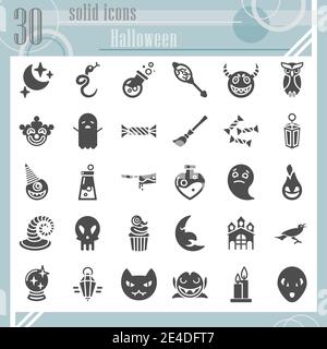 Halloween glyph icon set, horror symbols collection, vector sketches, logo illustrations, creepy signs solid pictograms package isolated on white Stock Vector