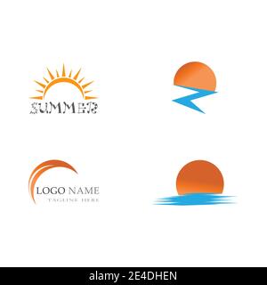 Set Sun Vector illustration Icon Logo Template design Stock Vector