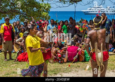 Traditional Milamala Dance of Trobriand Islands during the Festival of free Love, Kwebwaga, Papua New Guinea Stock Photo