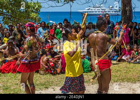 Traditional Milamala Dance of Trobriand Islands during the Festival of free Love, Kwebwaga, Papua New Guinea Stock Photo