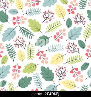 Ornate trendy seamless vector ditsy pattern design of spring color exotic leaves. Artistic vector foliage background for screen printing and textile Stock Vector