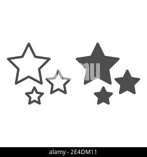 Stars line and glyph icon. Three stars vector illustration isolated on white. Christmas decoration outline style design, designed for web and app. Eps Stock Vector