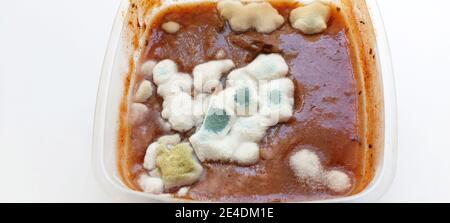 Fungus and  mold on  tomato sauce,  background, São Paulo, Brazil Stock Photo