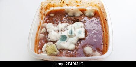 Fungus and  mold on  tomato sauce,  background, São Paulo, Brazil Stock Photo