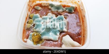 Fungus and  mold on  tomato sauce,  background, São Paulo, Brazil Stock Photo