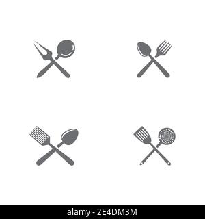 Set Kitchen icon cooking tools vector flat design Stock Vector