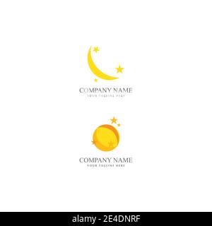 Star and moon logo illustration vector template Stock Vector