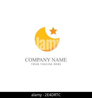 Star and moon logo illustration vector template Stock Vector