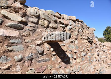 Globe, AZ. U.S.A. 1/6/2021.  Besh Ba Gowah Archaeological Park and Museum.  Reconstruction of original Indian 200-room pueblo built by the Salado Stock Photo