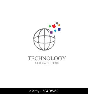 Technology, computer, data and innovation logo design Stock Vector