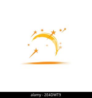 Star and moon logo illustration vector template Stock Vector