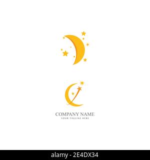 Star and moon logo illustration vector template Stock Vector