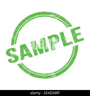 SAMPLE text written on green grungy vintage round stamp. Stock Photo