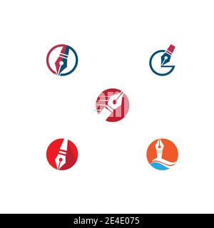 Set Nib Logo Template vector symbol nature Stock Vector