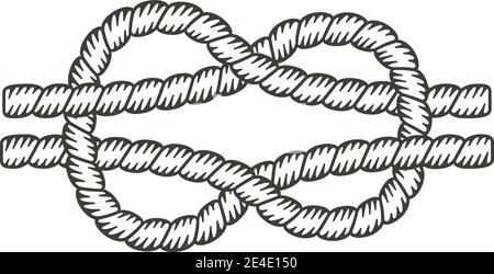 Knot made with a rope with the interior without coloring. Stock Vector