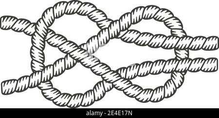 Knot made with a rope with the interior without coloring. Stock Vector