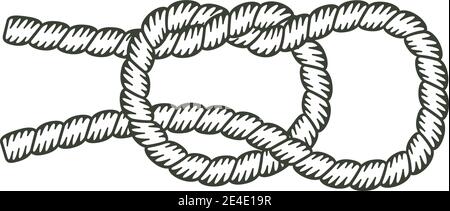 Knot made with a rope with the interior without coloring. Stock Vector