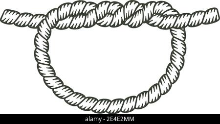 Knot made with a rope with the interior without coloring. Stock Vector