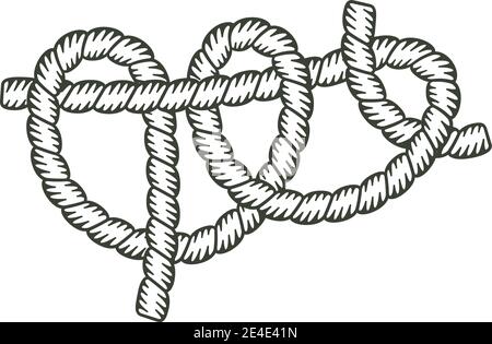 Knot made with a rope with the interior without coloring. Stock Vector