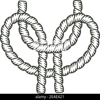 Knot made with a rope with the interior without coloring. Stock Vector