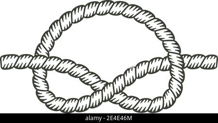 Knot made with a rope with the interior without coloring. Stock Vector