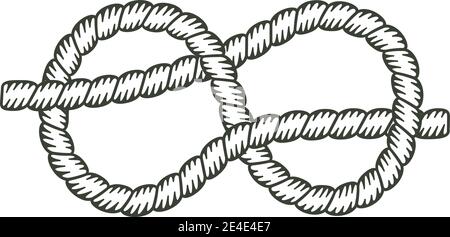 Knot made with a rope with the interior without coloring. Stock Vector
