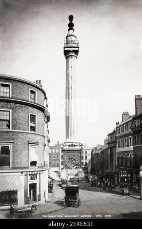Vintage 19th century photograph: the Great Fire monument, London. Stock Photo