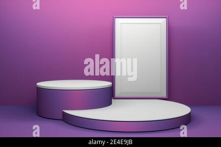 purple Rock stones on podium geometric for Product presentation. 3D ...