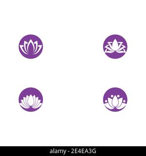 Set Beauty Vector lotus flowers design logo Template icon Stock Vector