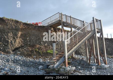 Coastal Erosion at Llanon, Ceredigion. January 2021. Following Storm Christoph Stock Photo