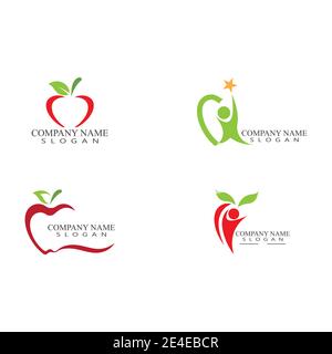 Set Apple vector illustration design icon logo template Stock Vector