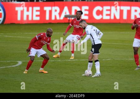 SWANSEA, WALES. JAN 23RD New signing Conor Hourihane of Swansea City with the ball during the FA Cup match between Swansea City and Nottingham Forest at the Liberty Stadium, Swansea on Saturday 23rd January 2021. (Credit: Jeff Thomas | MI News) Credit: MI News & Sport /Alamy Live News Stock Photo
