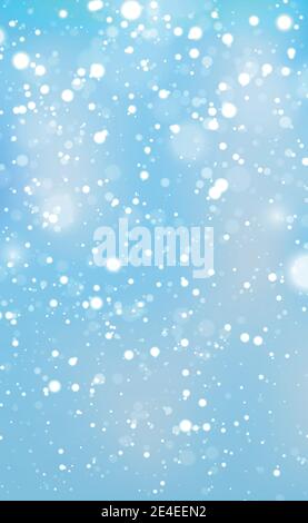 Christmas blue bokeh with glare snowflakes - illustration Stock Vector