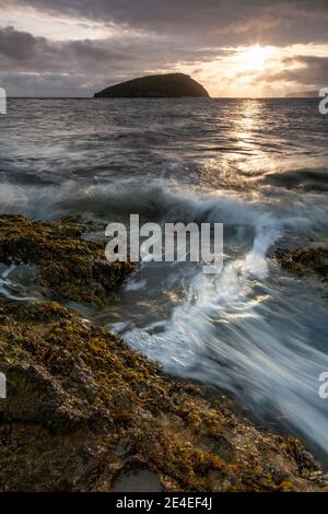 Sunrise over Puffin Island, Anglesey, North Wales Stock Photo