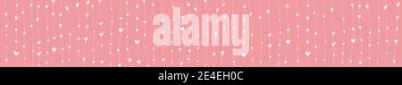 Abstract pink background with white painted hearts - Vector illustration Stock Vector
