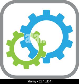 Computer, gears, computer icon, logo, background Stock Vector
