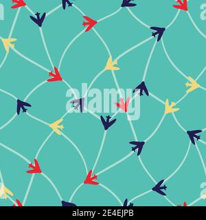 plane routes netting seamless vector pattern Stock Vector