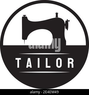 Sewing machine logo design template for tailor shop Stock Vector