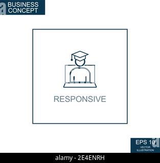 Business concept, web icon from thin lines. Responsive - Vector illustration Stock Vector