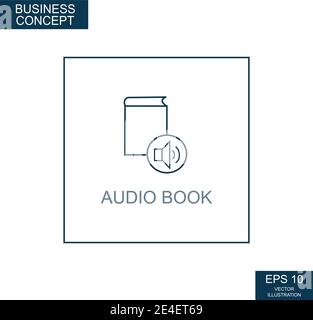 Business concept, web icon from thin lines. Audiobook support - Vector illustration Stock Vector