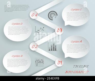 Timeline business infographic with graphs and paper options vector illustration Stock Vector