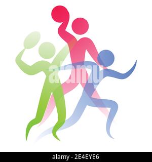 Vector athletes in gradient style. Digital art Stock Vector