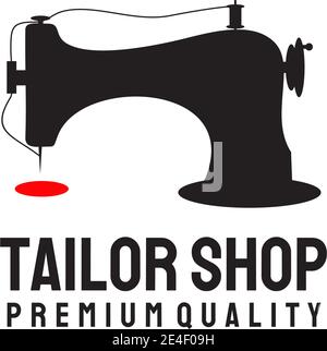 Sewing machine logo design template for tailor shop Stock Vector