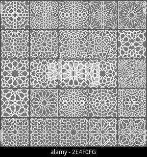 Islamic ornament vector set. Arabic ramdan pattern tile patchwork. Islamic flower motif ramadan mubarak. Muslim star pattern simple. Stock Vector